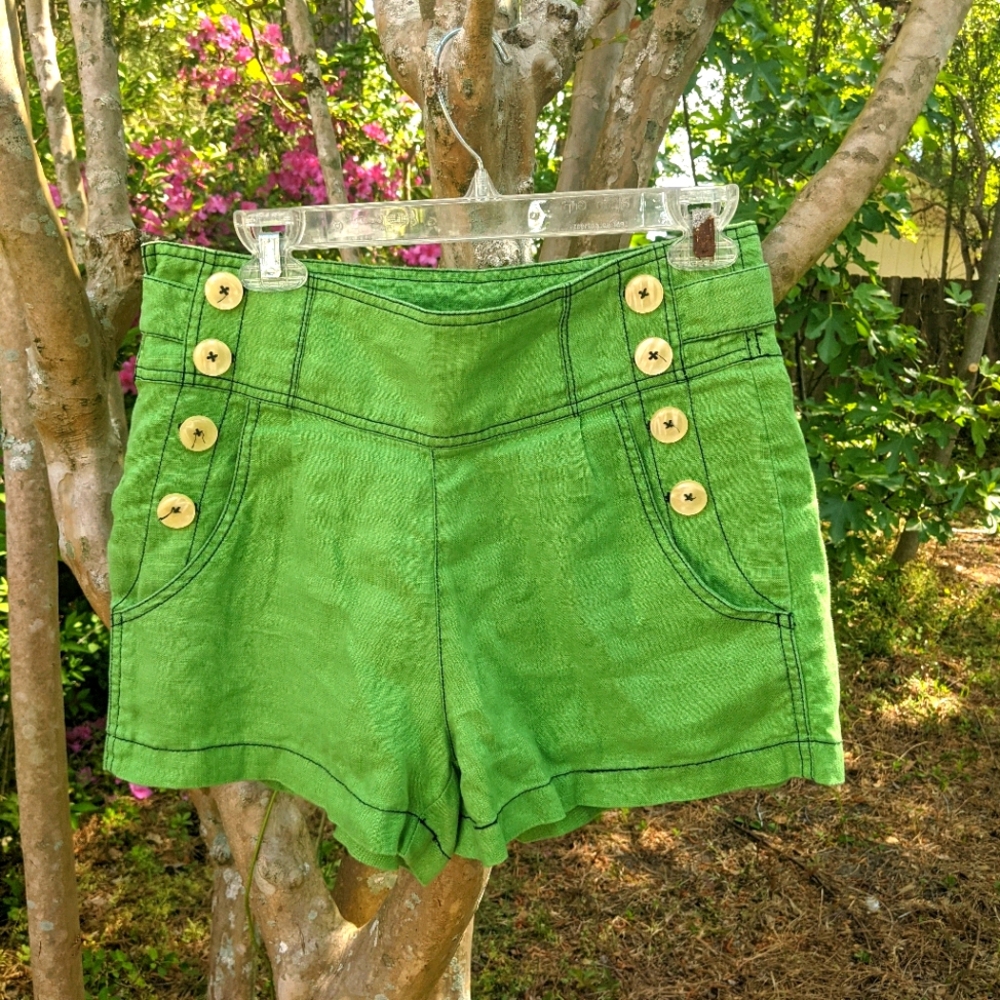 Vintage lime green sailor shorts 28 in waist